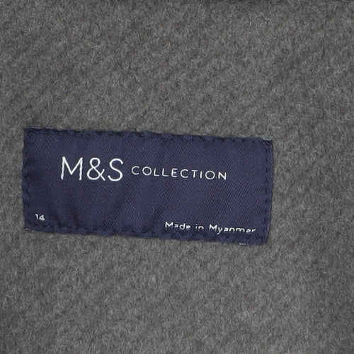 Marks and Spencer Womens Brown Mid-Length Button Overcoat Size 14