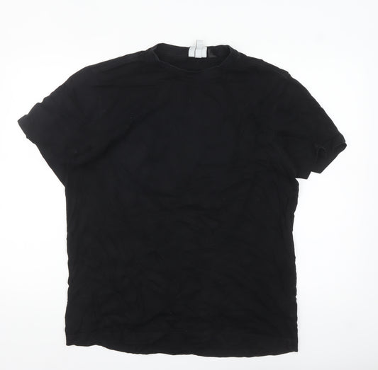 H&M Men's Black Cotton Crew Neck Regular Fit T-Shirt Size L