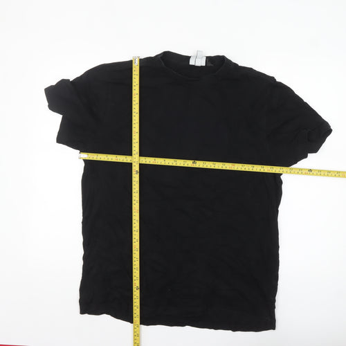 H&M Men's Black Cotton Crew Neck Regular Fit T-Shirt Size L