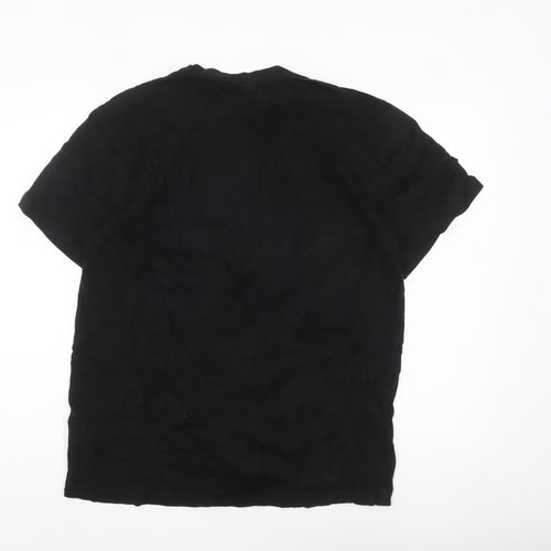 H&M Men's Black Cotton Crew Neck Regular Fit T-Shirt Size L