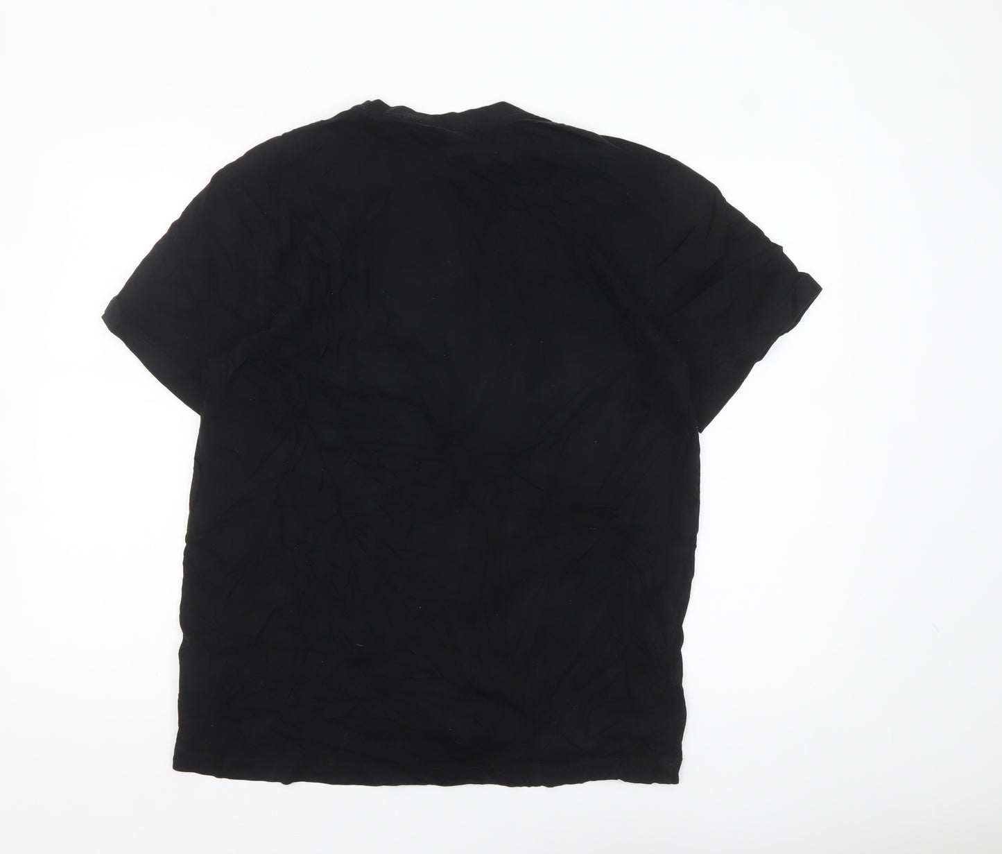 H&M Men's Black Cotton Crew Neck Regular Fit T-Shirt Size L
