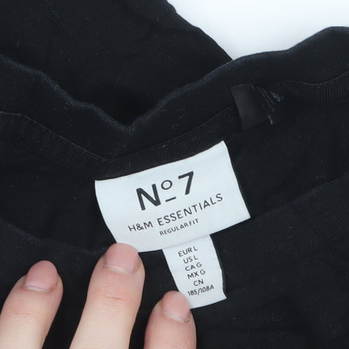 H&M Men's Black Cotton Crew Neck Regular Fit T-Shirt Size L