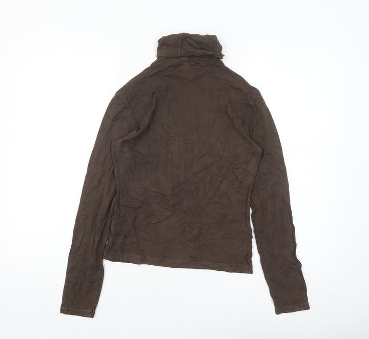 Trussardi Jeans Women's Brown Roll Neck Long Sleeve Top M