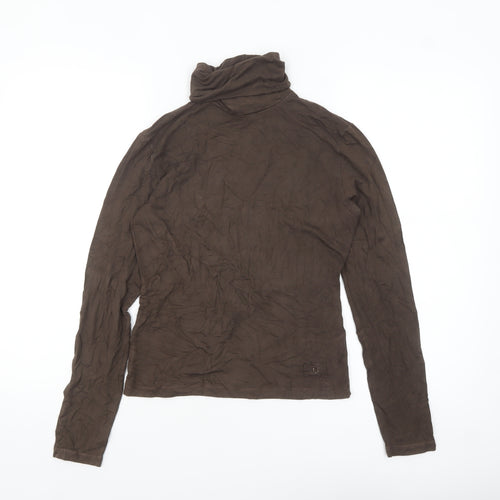 Trussardi Jeans Women's Brown Roll Neck Long Sleeve Top M