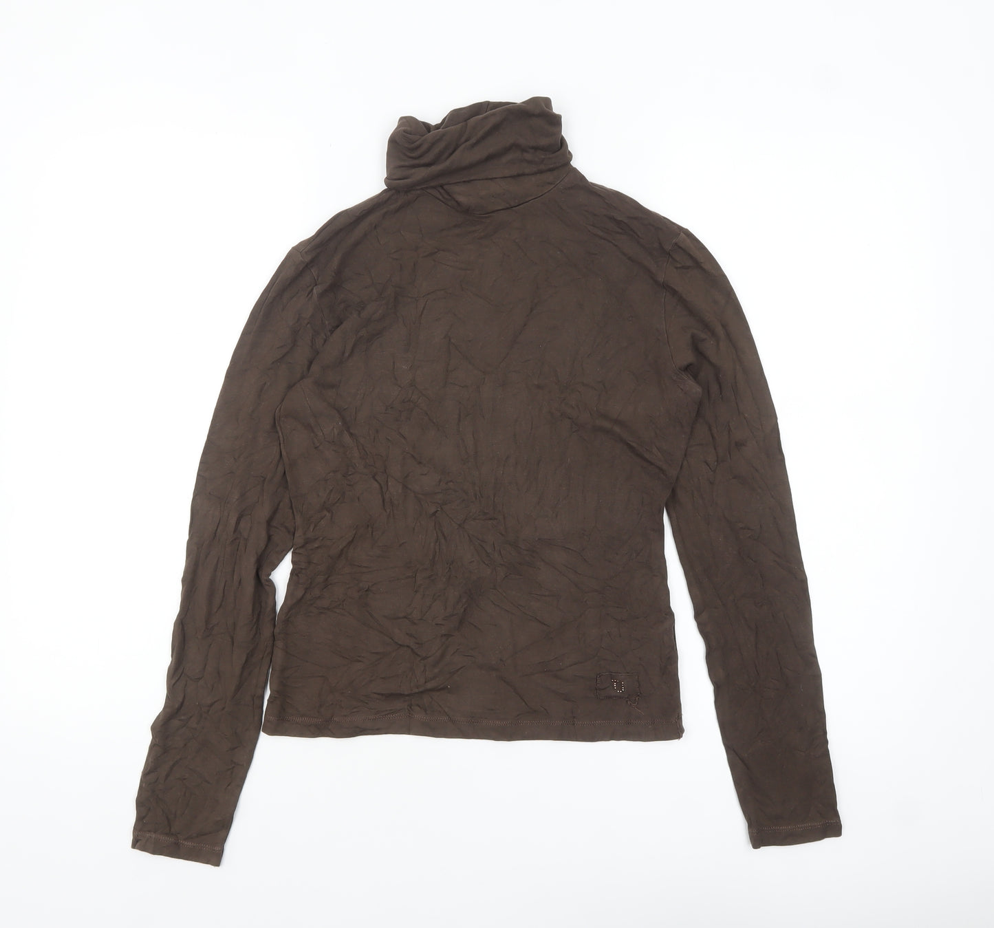 Trussardi Jeans Women's Brown Roll Neck Long Sleeve Top M