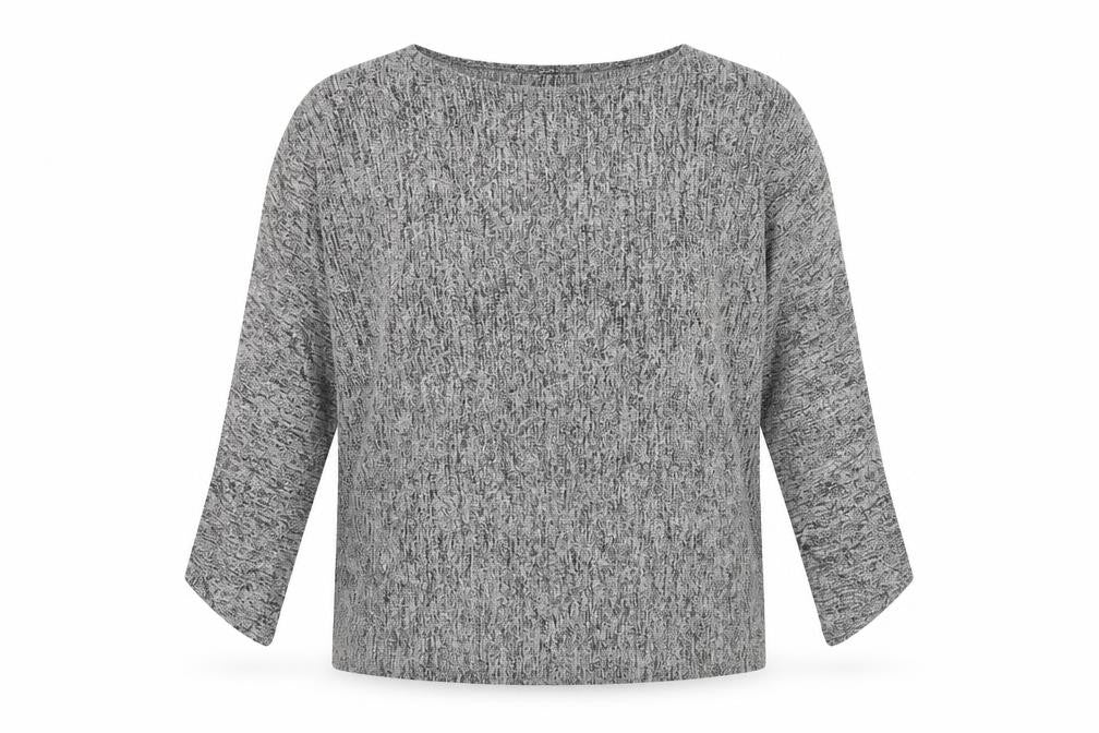 Front view of COS Women's Grey Knit Long Sleeve Relaxed Fit Blouse, size S