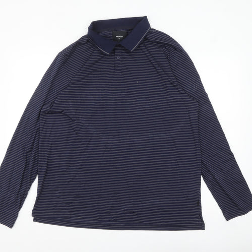 Rohan Men's Blue Striped Long Sleeve Polo Shirt XL