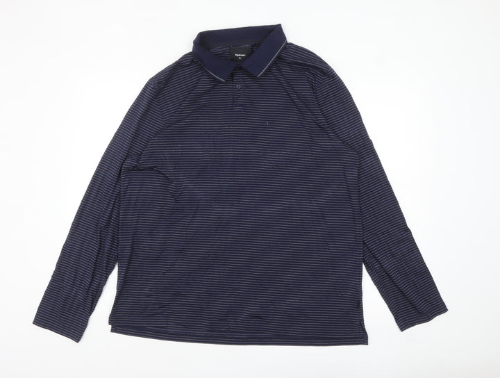 Rohan Men's Blue Striped Long Sleeve Polo Shirt XL