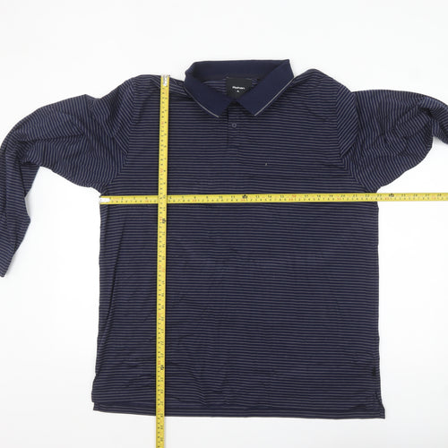 Rohan Men's Blue Striped Long Sleeve Polo Shirt XL