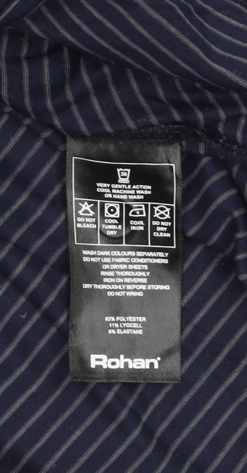 Rohan Men's Blue Striped Long Sleeve Polo Shirt XL