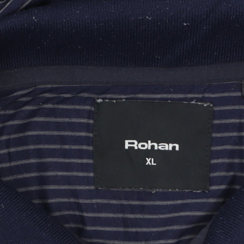 Rohan Men's Blue Striped Long Sleeve Polo Shirt XL