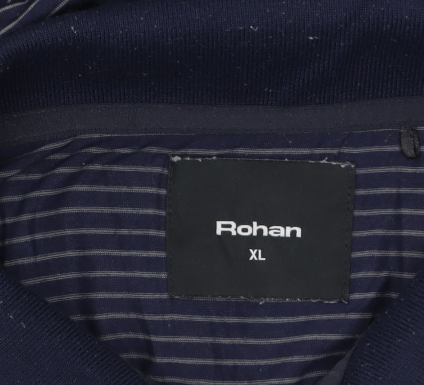 Rohan Men's Blue Striped Long Sleeve Polo Shirt XL