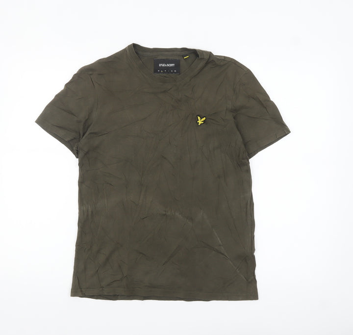 Lyle & Scott Men's Khaki Crew Neck Cotton T-Shirt Size M