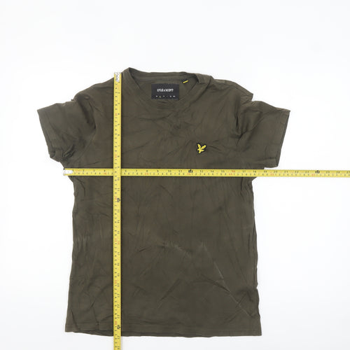 Lyle & Scott Men's Khaki Crew Neck Cotton T-Shirt Size M