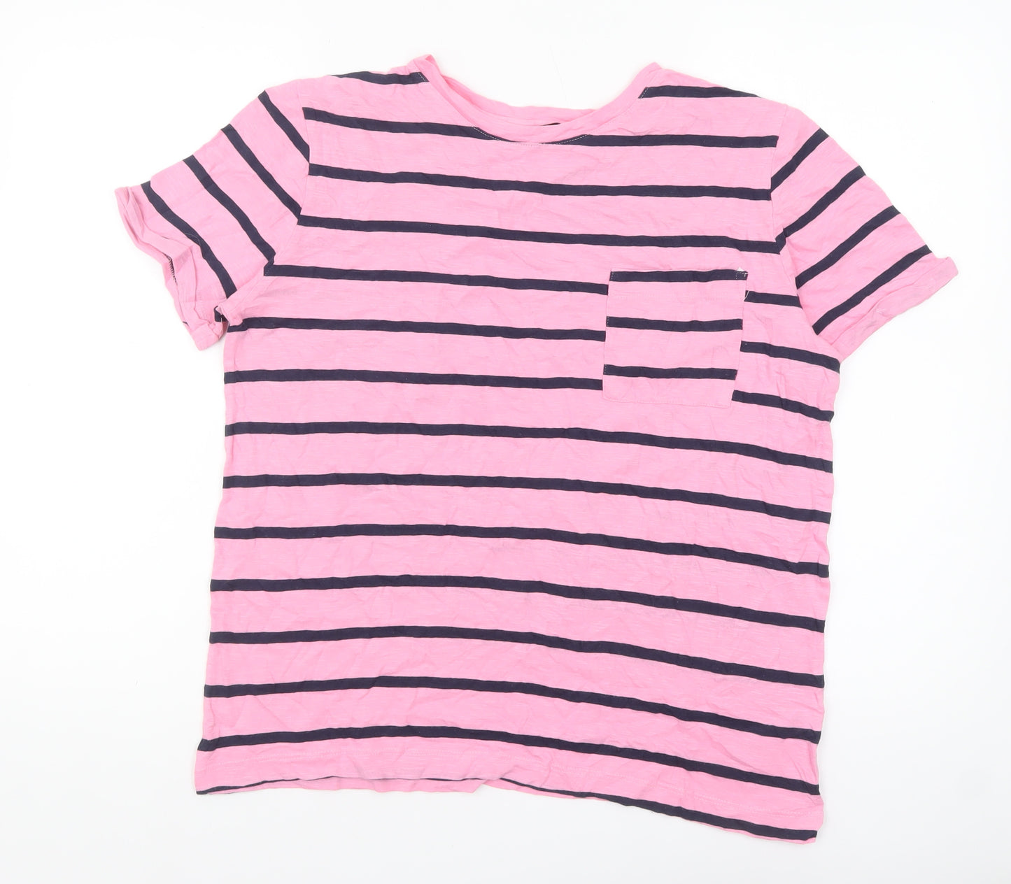 Marks and Spencer Women’s Pink Striped Cotton T-Shirt Size 12