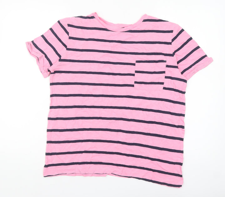 Marks and Spencer Women’s Pink Striped Cotton T-Shirt Size 12