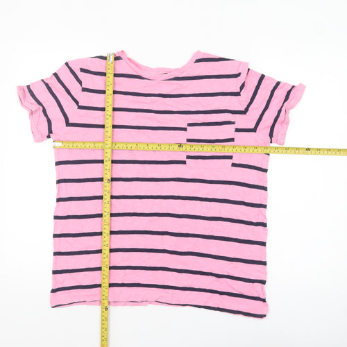 Marks and Spencer Women’s Pink Striped Cotton T-Shirt Size 12