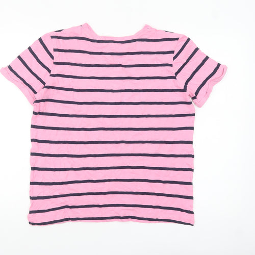 Marks and Spencer Women’s Pink Striped Cotton T-Shirt Size 12