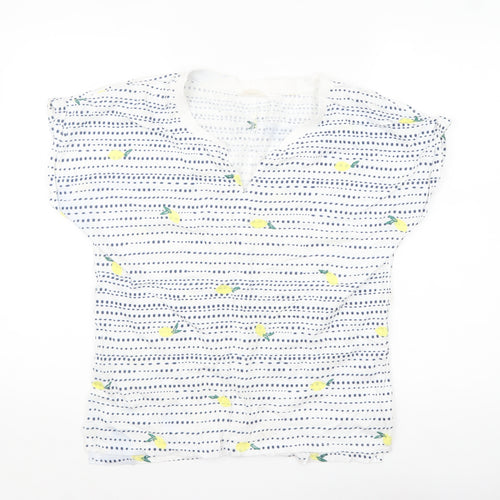 White Stuff Womens White Lemon Print Cotton Tunic Blouse Size 12