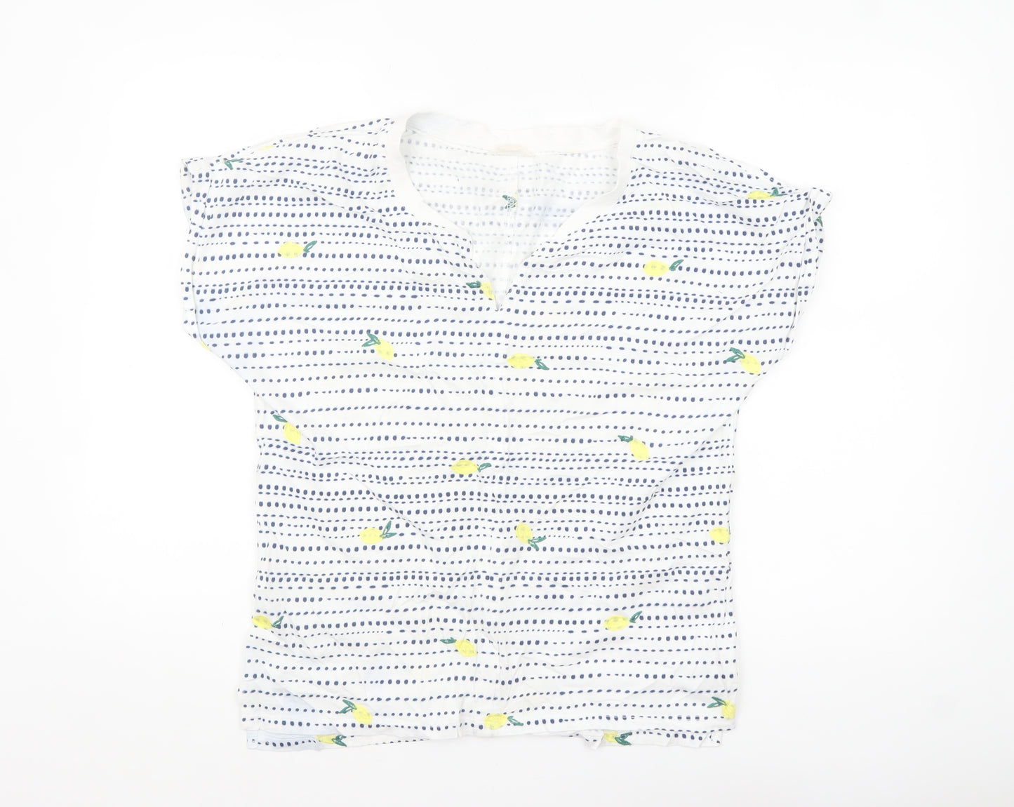 White Stuff Womens White Lemon Print Cotton Tunic Blouse Size 12
