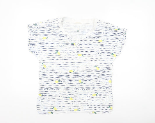 White Stuff Womens White Lemon Print Cotton Tunic Blouse Size 12