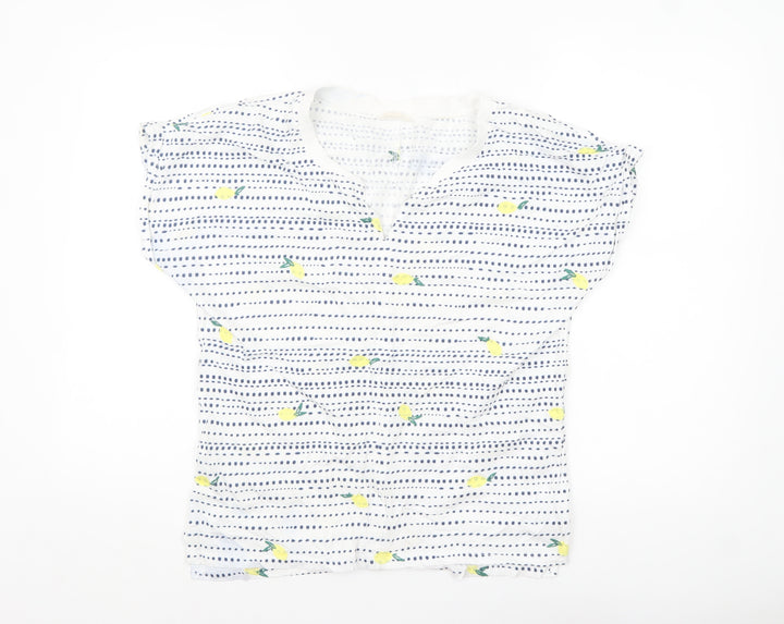 White Stuff Womens White Lemon Print Cotton Tunic Blouse Size 12