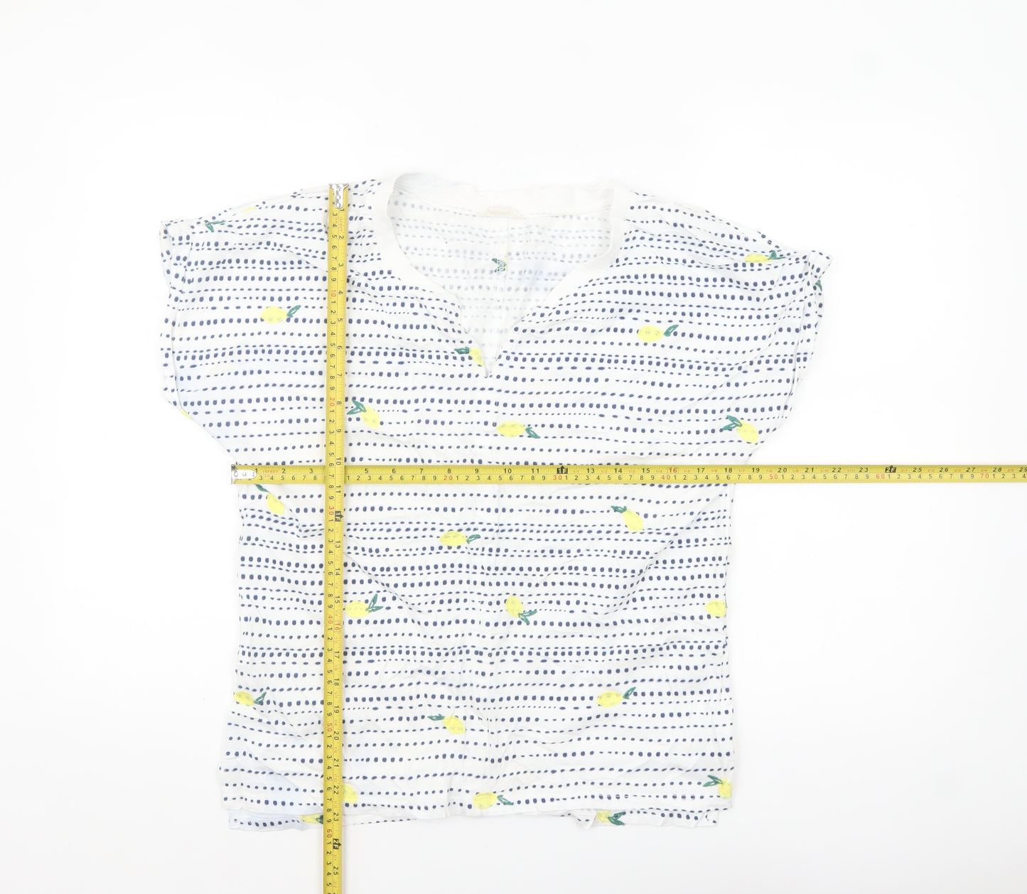 White Stuff Womens White Lemon Print Cotton Tunic Blouse Size 12