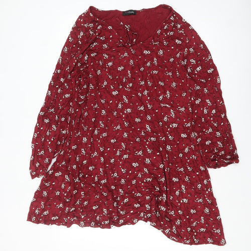 Yours Women Red Floral A-Line Knee Length Dress Size 22-24