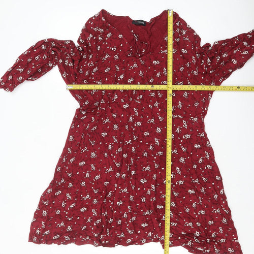 Yours Women Red Floral A-Line Knee Length Dress Size 22-24