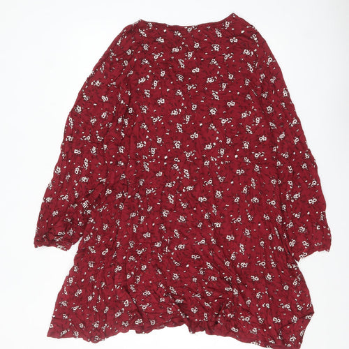 Yours Women Red Floral A-Line Knee Length Dress Size 22-24