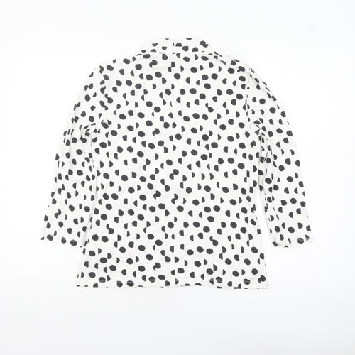 Hobbs Women’s White Polka Dot Wrap Blouse M Viscose Jersey