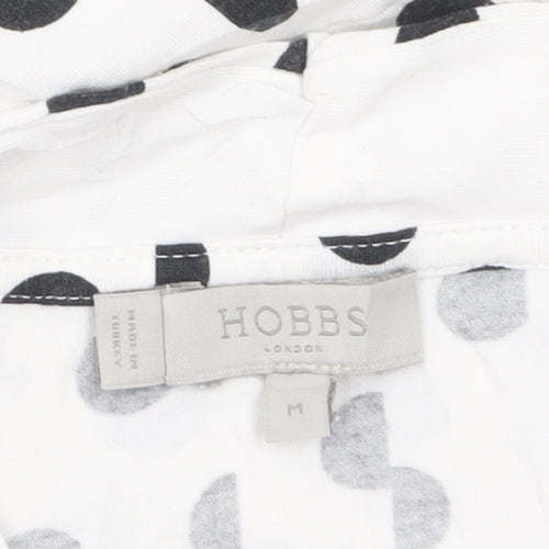 Hobbs Women’s White Polka Dot Wrap Blouse M Viscose Jersey