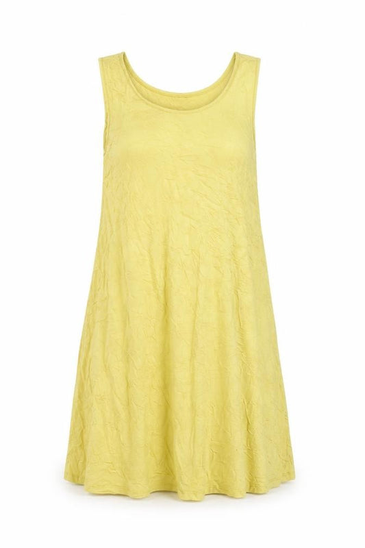 Front view of Wynne Layers Women's Yellow Sleeveless Tank Dress, size S