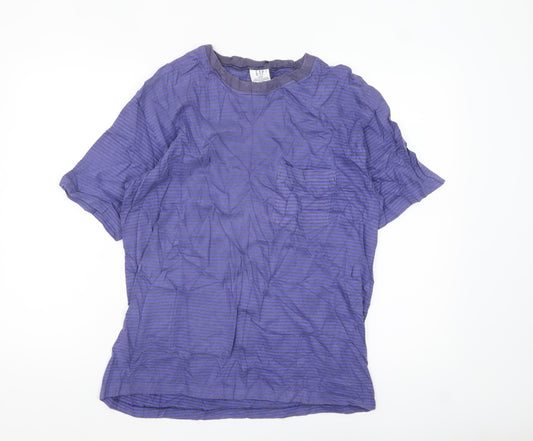 GAP Men's Blue Striped Cotton Crew Neck T-Shirt Size M