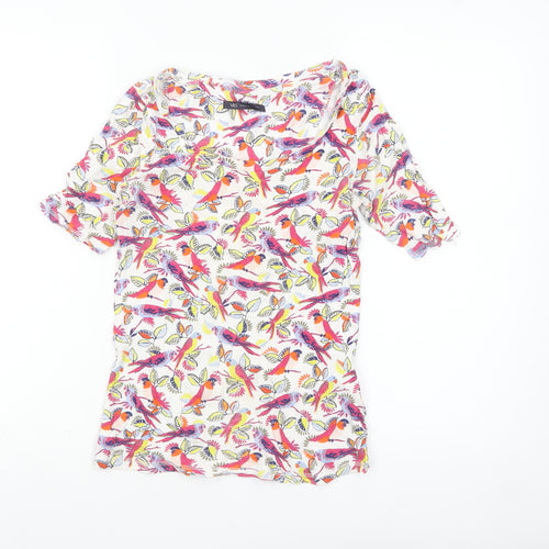 Marks and Spencer Women’s Multicoloured Bird Print Cotton T-Shirt Size 8