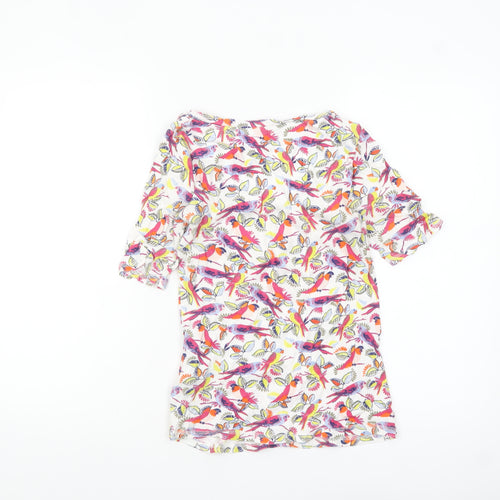 Marks and Spencer Women’s Multicoloured Bird Print Cotton T-Shirt Size 8