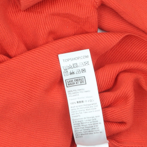 Topshop Women’s Red Off Shoulder Cropped Long Sleeve Top Size 8