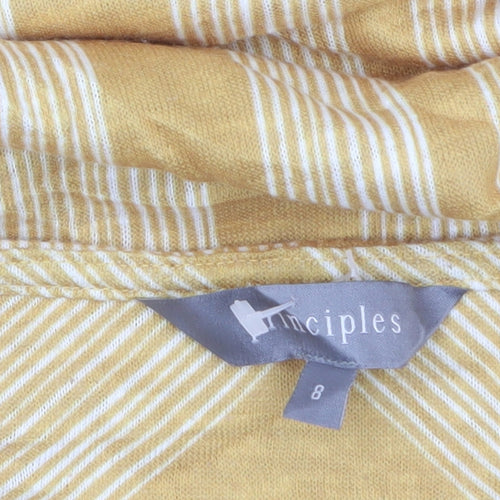 Principles Women Yellow Striped 3/4 Sleeve Tunic Blouse Size 8