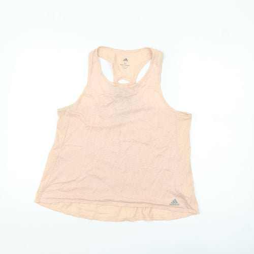 adidas Women Beige Climalite Running Tank Top Medium Lightweight