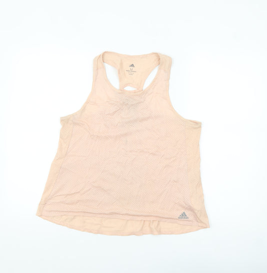 adidas Women Beige Climalite Running Tank Top Medium Lightweight