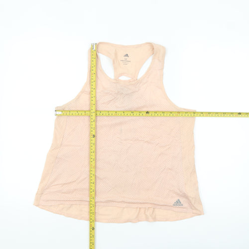 adidas Women Beige Climalite Running Tank Top Medium Lightweight
