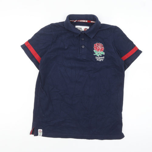 England Rugby Boys Navy Polo Shirt 13 Years Official Licensed Cotton