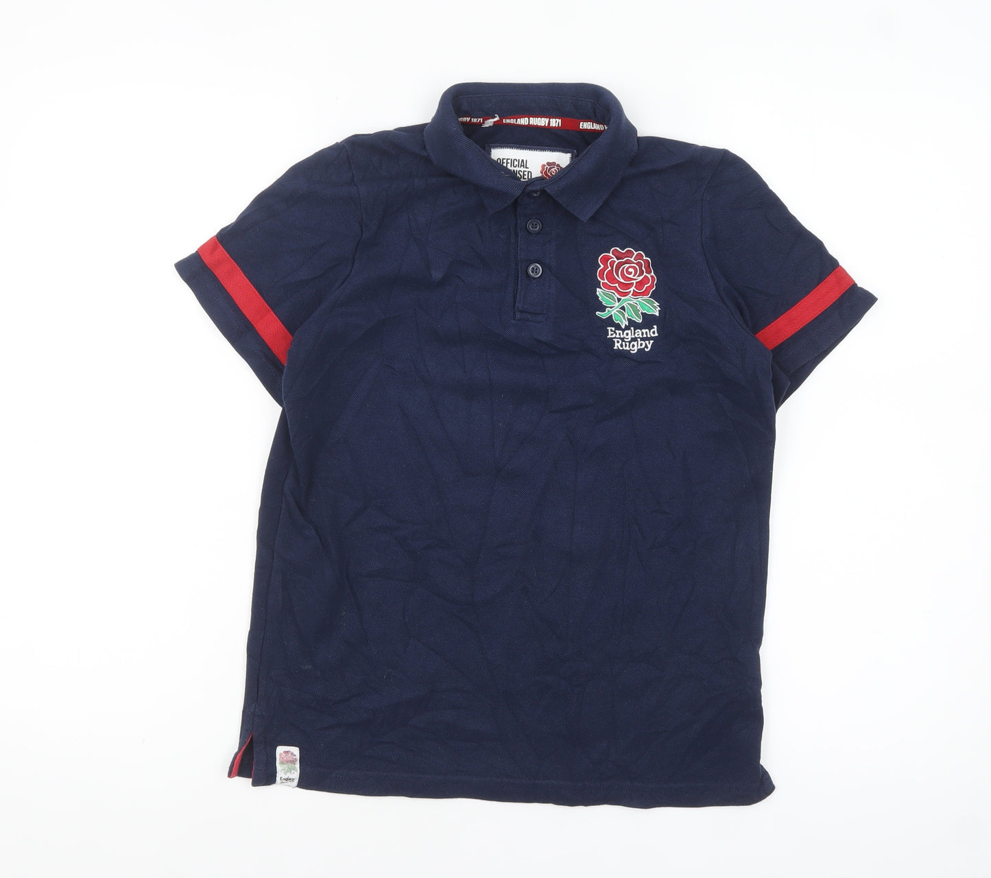 England Rugby Boys Navy Polo Shirt 13 Years Official Licensed Cotton