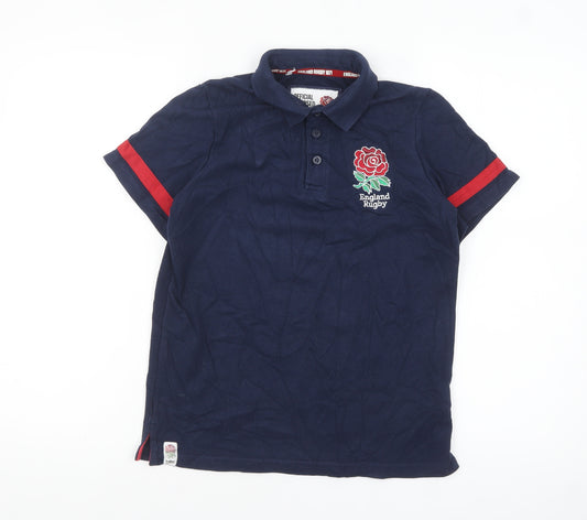 England Rugby Boys Navy Polo Shirt 13 Years Official Licensed Cotton
