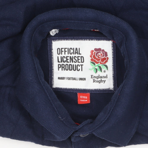 England Rugby Boys Navy Polo Shirt 13 Years Official Licensed Cotton