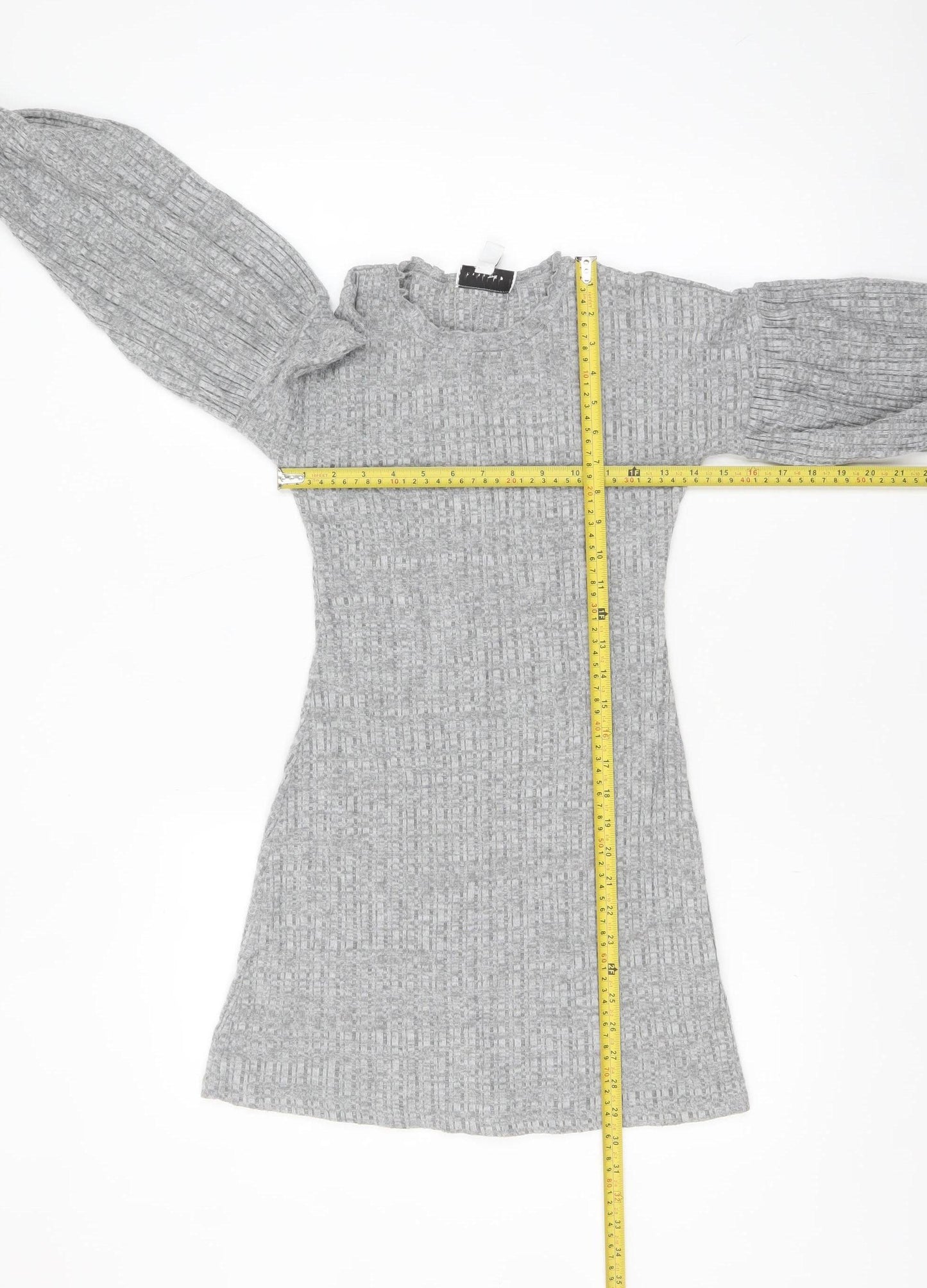 Topshop Petite Grey Knit Jumper Dress Women’s UK 8 Long Sleeve Crew Neck