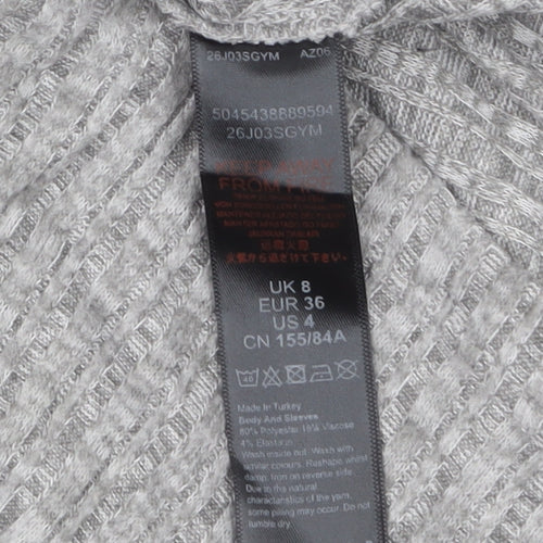 Topshop Petite Grey Knit Jumper Dress Women’s UK 8 Long Sleeve Crew Neck