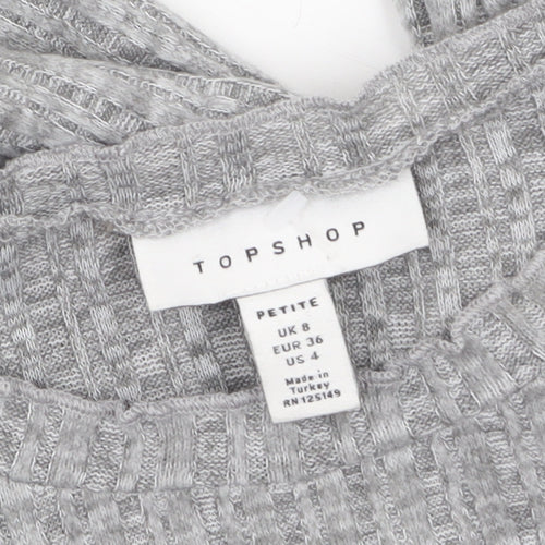 Topshop Petite Grey Knit Jumper Dress Women’s UK 8 Long Sleeve Crew Neck