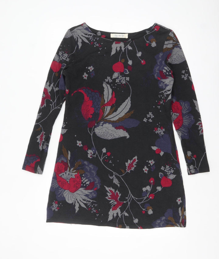 Lily and Me Womens Multicoloured Floral Shift Dress Size 12 Long Sleeve
