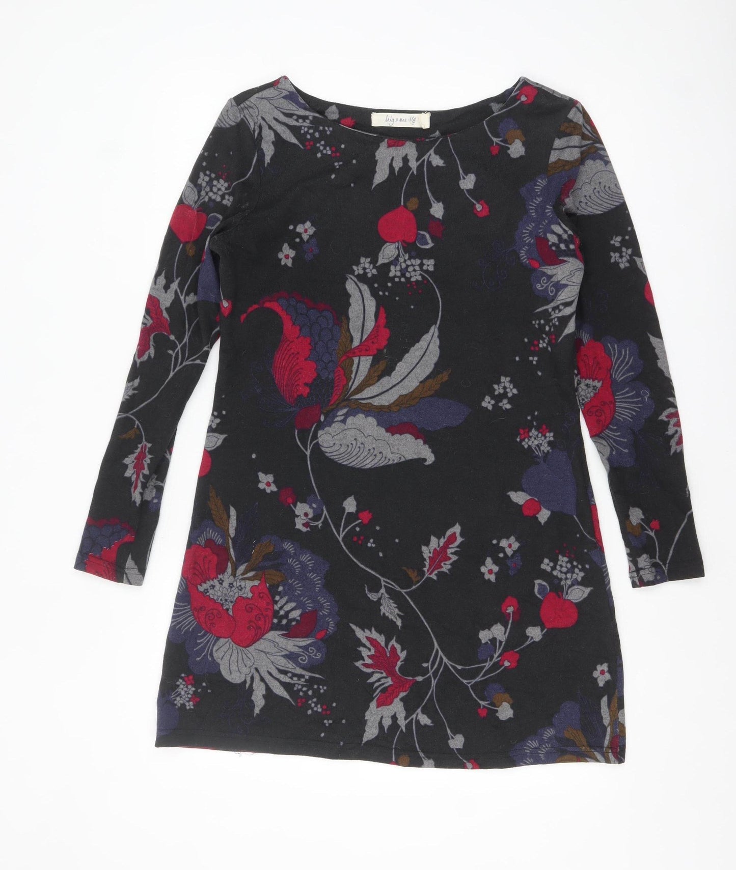 Lily and Me Womens Multicoloured Floral Shift Dress Size 12 Long Sleeve